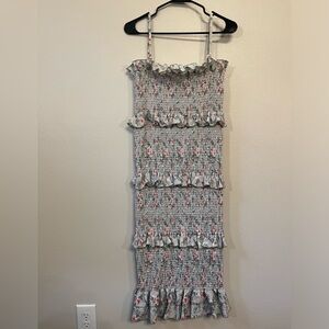Smocked Light Green Floral Dress | XL